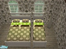 Sims 2 — Cow Bedding by massika — Cow bedding with a bit of green. One of my favourites.