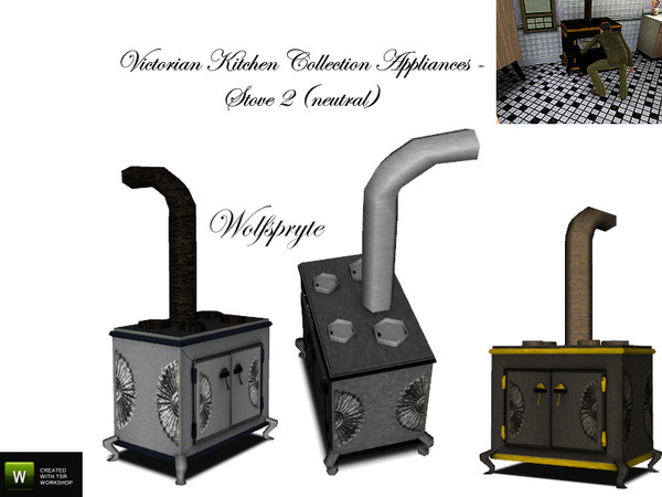 Sims 3 — Victorian Charm Stove (neutral) TSRAA by wolfspryte — part of the Victorian Charm Kitchen Collection This stove