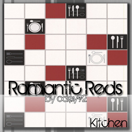 Sims 3 — Romantic Reds Kitchen by Odey92 — A beautiful red pattern. Part of the 'Romantic Reds' collection.