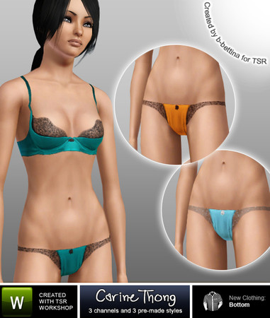 Sims 3 — Carine Thong by b-bettina — Give your sim's lingerie collection a glamorous update with this exquisite thong. 3