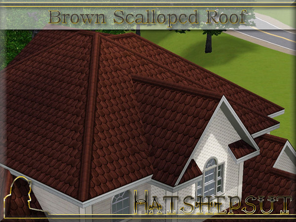 Sims 3 — Brown Scalloped Roof White Trim by hatshepsut — Textured scalloped roof with a white wood trim