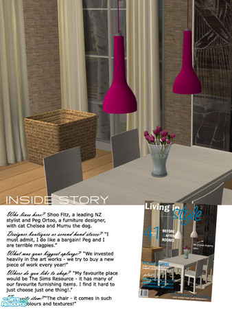 Sims 2 — Enigma dining room - Ceilinglamp Magenta by Nanshi — Based on Murano\'s Banetto Dining Room. Extra objects by