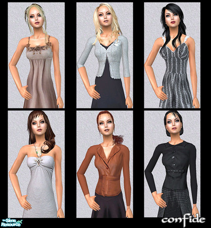 Sims 2 — Combo by confide — 6 mix of style clothes and one new mesh included.