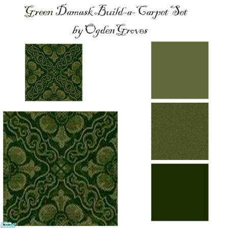 Sims 2 — Victorian Damask Build-a-Carpet Set by OgdenGroves — This is the Green Damask Build-a-Carpet Set. You can use
