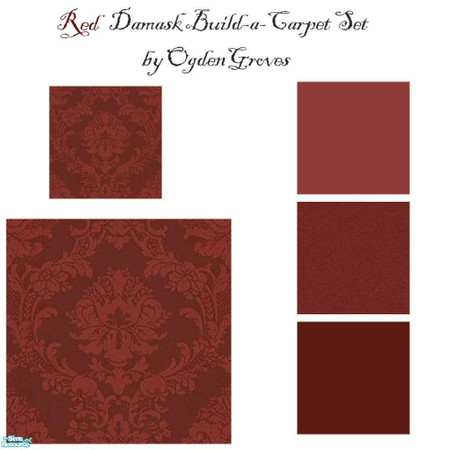 Sims 2 — Victorian Damask Build-a-Carpet Set by OgdenGroves — This is the Red Damask Build-a-Carpet Set. You can use this
