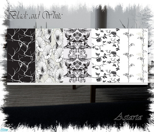 Sims 2 — Black and White by Astarta — Black and white patternt wallpaper.