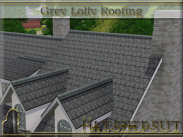 Sims 3 — Grey Lolly Roofing by hatshepsut — Textured roof with white trim