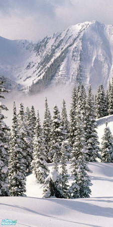 Sims 2 — Winter Murals - Mountain Mural 2 of 3 by Cerulean Talon — Serene and spectacular, this mural has 3 wall panels.