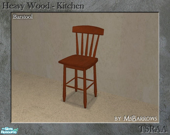 Sims 2 — Heavy Wood Kitchen - Barstool by MsBarrows — Mesh for a Heavy Wood barstool.