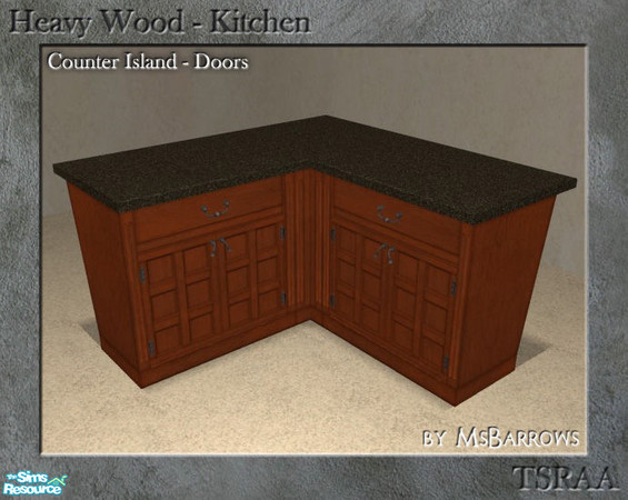 Sims 2 — Heavy Wood Kitchen - Counter - Island Doors by MsBarrows — Mesh for a Heavy Wood counter island with doors.