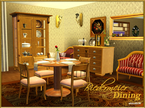 Sims 3 — Biedermeier Dining by ShinoKCR — includes Diningtable, Sideboard, Armchair, Loveseat, Vitrine(lrg Cabinet with