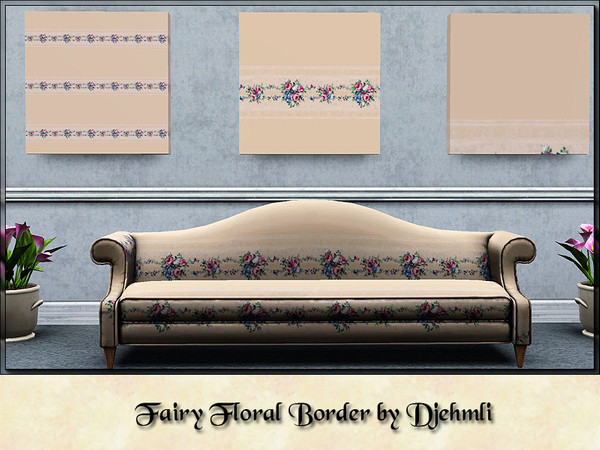 Sims 3 — Djem_Fairy Floral Border by djehmli — A ribbon floral bouquet Border pattern. Four color-able palettes. For TSR