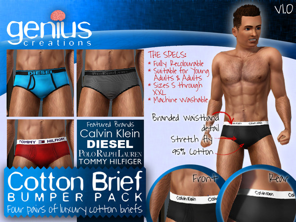 Sims 3 — Cotton Brief Bumper Pack [by genius] by tomf60 — Welcome to genius! My new brand of products for The Sims 3.