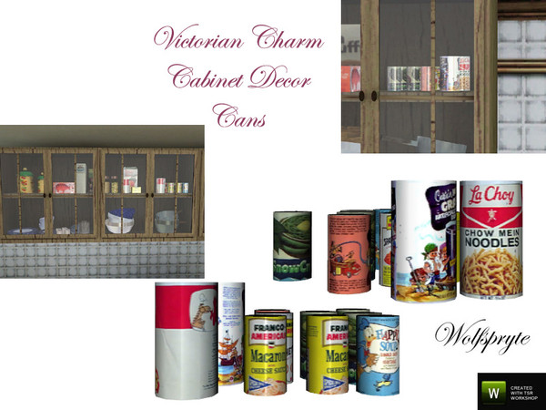 Sims 3 — Victorian Charm Cabinet Decor Cans TSRAA by wolfspryte — part of the Victorian Charm Kitchen Collection MUST use