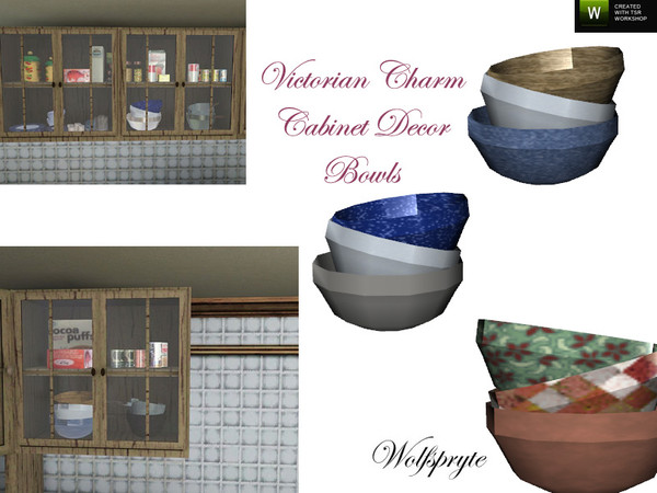 Sims 3 — Victorian Charm Cabinet Decor Bowls TSRAA by wolfspryte — part of the Victorian Charm Kitchen Collection MUST