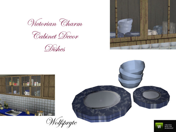 Sims 3 — Victorian Charm Cabinet Decor Dishes TSRAA by wolfspryte — part of the Victorian Charm Kitchen Collection MUST