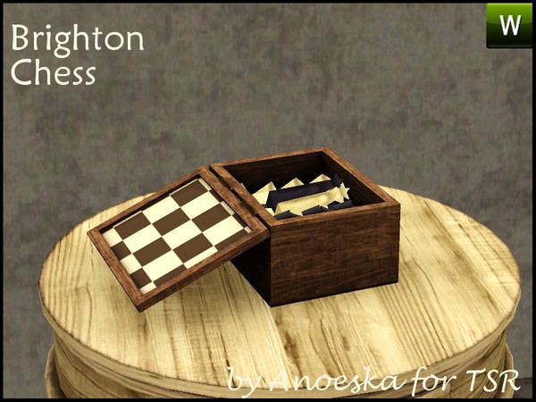 Sims 3 — Brighton Chess Box Open by AnoeskaB — Open decorative chess box with chess pieces inside. Part of the Brighton