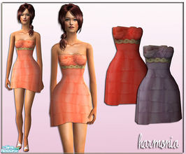 Sims 2 — Marchesa Tiered Dress by Harmonia — 3 soft pastel colors