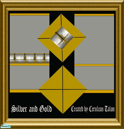 Sims 2 — Silver and Gold by Cerulean Talon — Beautiful and rich wallpaper and matching flooring in classic silver and