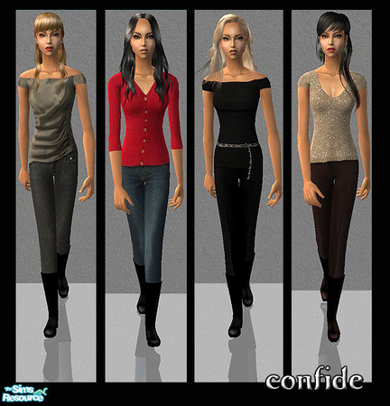 Sims 2 — Soul by confide — Set of 4 recolors of my pants&boots mesh. Mesh is included.