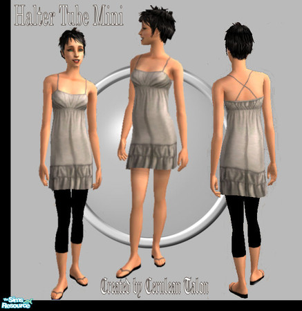 Sims 2 — Halter Tube Mini by Cerulean Talon — This adorable gray mini comes both with and without capris (Capri version