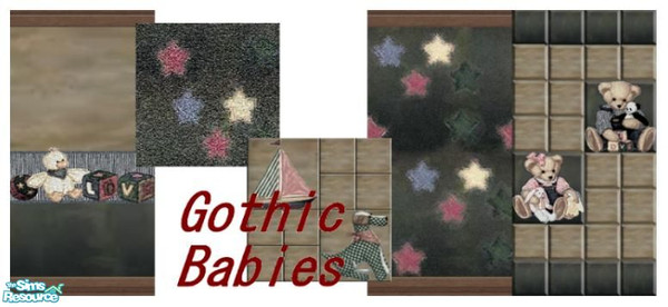 Sims 2 — Gothic Babies - Children by Lorah — An amazingly elegant set in muted pink, blue, cream, and green for babies of