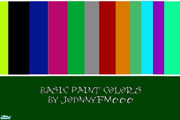 Sims 2 — basic paints by johnnyfm666 — This is a basic selection of paints with white borders.This is my first upload so