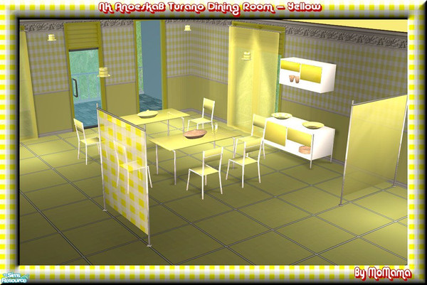 Sims 2 — NK AnoeskaB Turano DR - Yellow by MoMama — A bright yellow recolor of AnoeskaB's lovely Turano Dining Room. I've