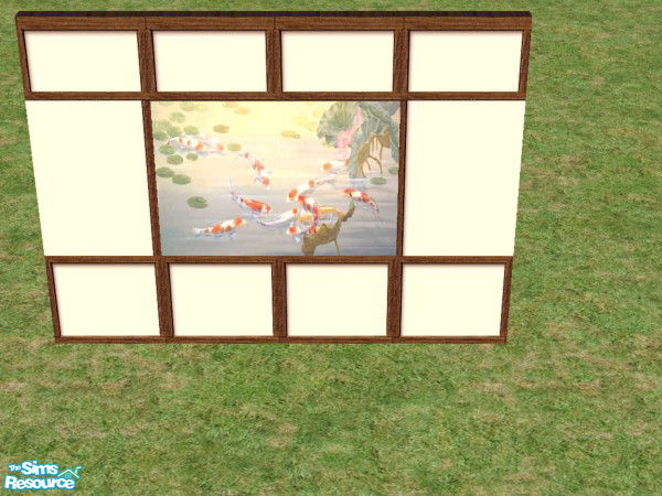 Sims 2 — Koi Mural Set by Bailey1048 — The set includes a 2-panel mural created from a oriental painting, set on cream
