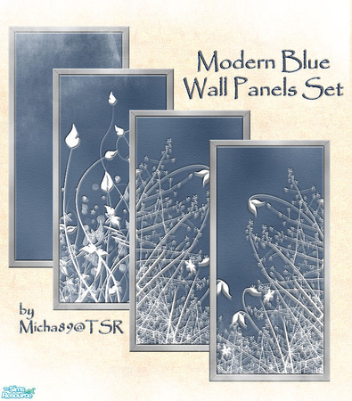 Sims 2 — Modern Blue Wall Panels Set by micha89 — a set of 4 modern panels-1 base & 3 deco panels. I hope you\'ll