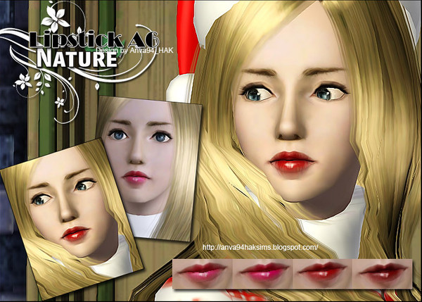 Sims 3 — Lipstick_A6 by anva94_Hak — Sims' eyes are "Eye A5". I don't know why they looks more