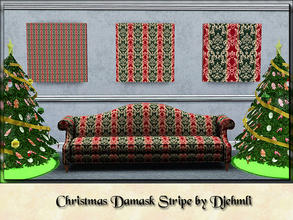 Sims 3 — Djem_Christmas Damask stripe by djehmli — A striped abstract pattern in Christmas colors. Four color-able