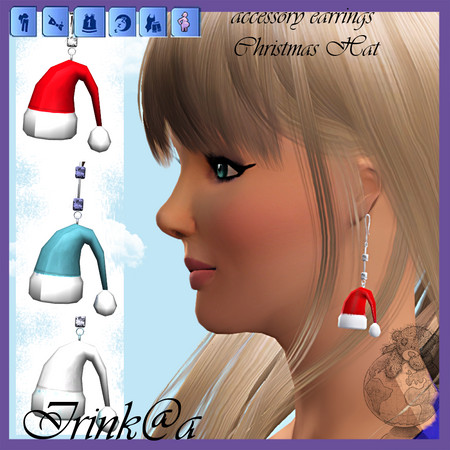 Sims 3 — accessory earrings  by Irishkakic — accessory earrings "Christmas Hat" by Irink@a