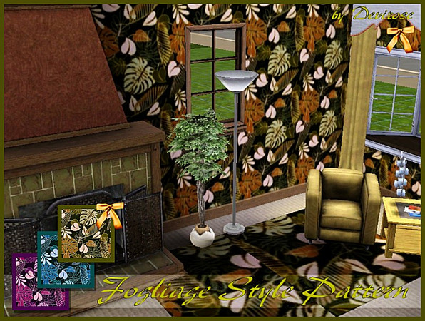 Sims 3 — Fogliage Style Pattern by Devirose — Wonderful mix of leaves, a fancy vintage but modern taste.