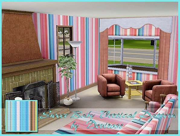 Sims 3 — Sweet Baby Vertical Pattern by Devirose — Pastel colors, fine grain, upholstery really delicious and enjoyable.