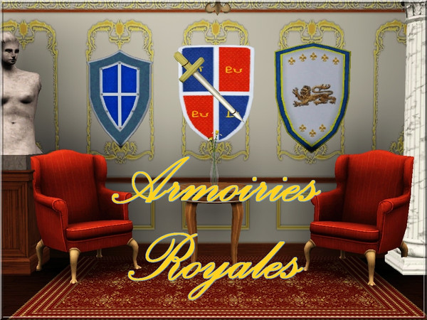 Sims 3 — Armoiries Royales by lilliebou — Hi ! This is a set of three decorative shields. They can be found in the wall