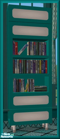 Sims 2 — NK Bon Bon Bedroom - Teal - Bookcase by MoMama — A teal bookcase will help your Sims with their studying. 