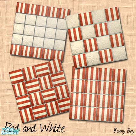 Sims 2 — Red and White by Benny Boy — A red and white tile set to go with along with my Spanish Tile Sets. Enjoy.