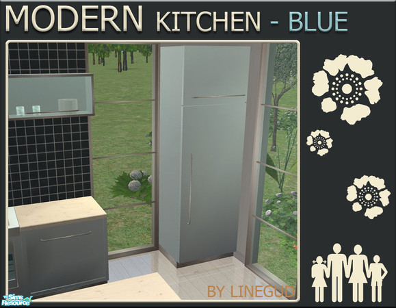 Sims 2 — Modern Kitchen - Light Blue - Frigde by linegud — A new recolor set of my Modern Kitchen in light blue. 