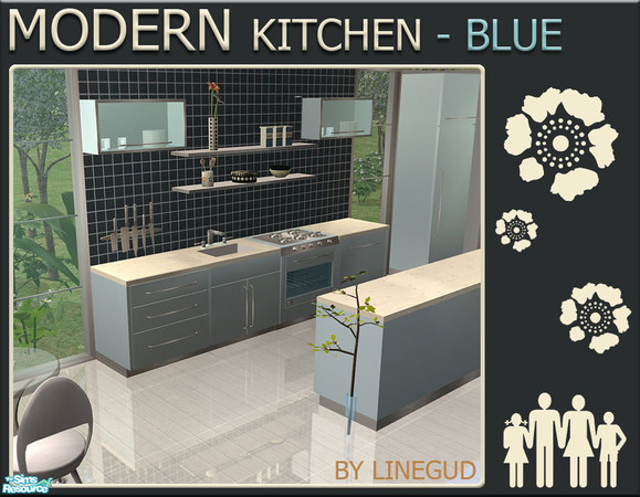 Sims 2 — Modern Kitchen - Light Blue by linegud — A new recolor set of my Modern Kitchen in light blue. 