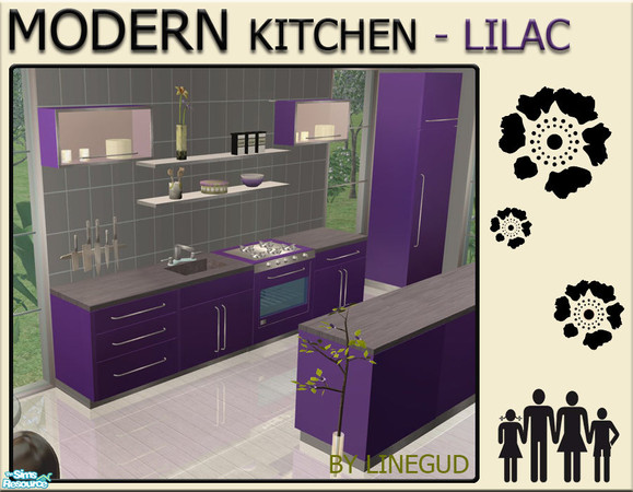 Sims 2 — Modern Kitchen - Lilac by linegud — A new recolor set of my Modern Kitchen in lovely lilac. **Updated with the