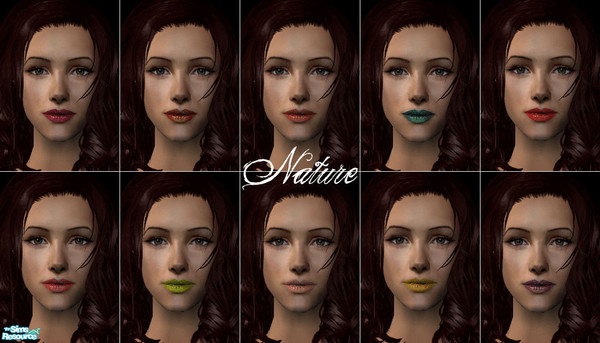 Sims 2 — Nature Lipstick by CorneliaSrownal — Beautiful lipstick in ten different colors.