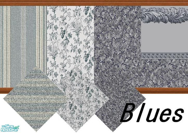 Sims 2 — Blues by Lorah — Beautiful blue walls and matching carpets.