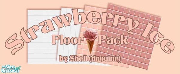 Sims 2 — Strawberry Ice Floor Pack by drouinr — This set of two tiles and white floorboards are designed to match my