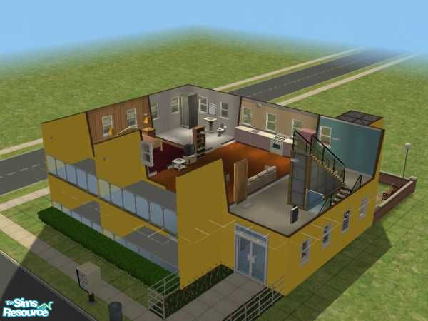 Sims 2 — Single Mansion A by shotien — A little apartment building for single sim. 1 floor 1 unit, ranging from 1 bed 1