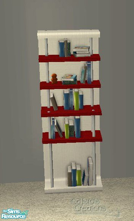Sims 2 — Calli\'s Dorm Room - Red - Bookcase by Callisto149 — Maxis recolor of the bookcase from Teen Style SP.