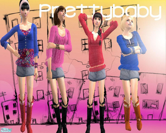 Sims 2 — Boho  by pretty_baby — 4 boho inspired outfits. Mesh needed from Peggy sims. Its a free download. Click the link