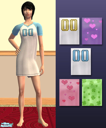 Sims 2 — Night Shirt - Set by yagami-sama — Teen Female night shirt converted to Young Adult/Adult Female. Comes in the 5