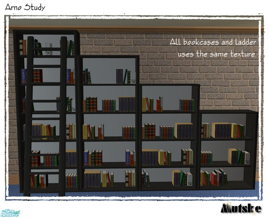 Sims 2 — Arno Study - Bookcase Black by Mutske — Recolor for the Main Mesh Large Bookcase. All bookcases and ladder uses