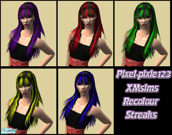 Sims 2 — XMsims Hair Recolour 046 w/ Streaks by Pixel-pixie123 — This is the set of my "XMsims Hair Recolour 046